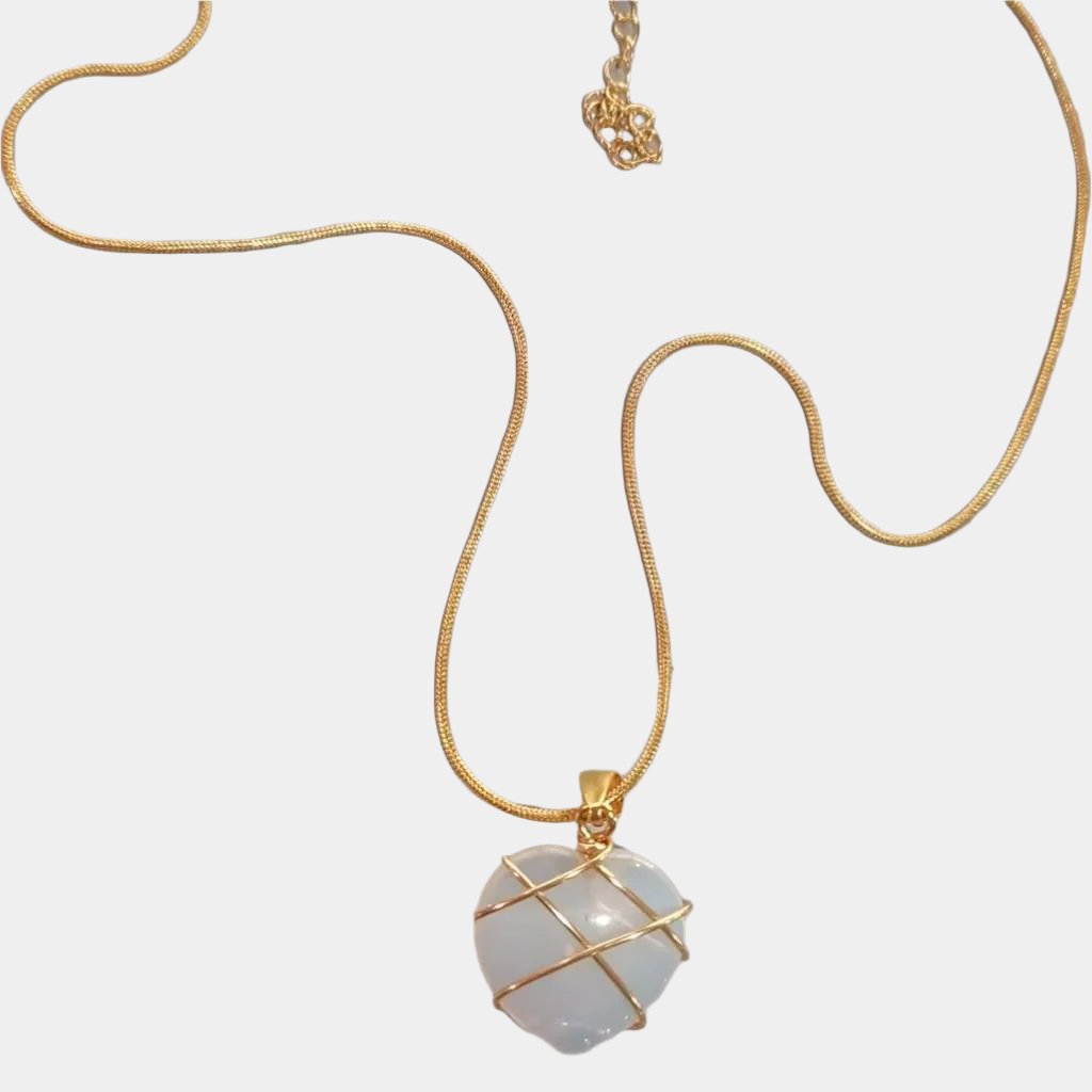 Moonstone Gold Necklace – Heart-Shaped Pendant, Women's Jewelry