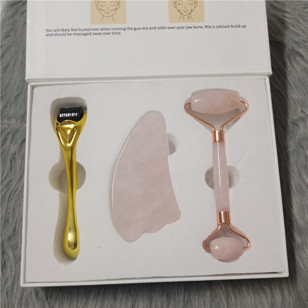 Jade Roller & Gua Sha Tool Set – Microneedling & Face Massager