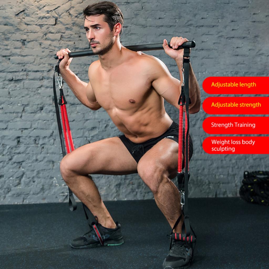 Body Workout Trainer Bar – Resistance Bands & Adjustable Rubber Buckles