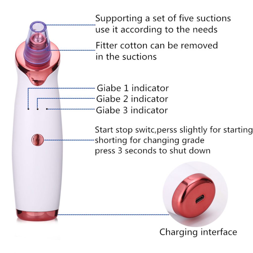 Blackhead Remover Vacuum – Pore Cleaner & Acne Suction Tool with 6 Probes