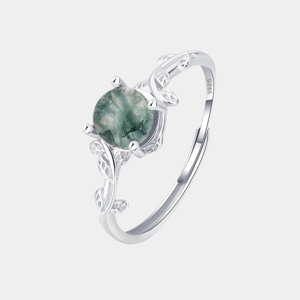 Elegant S925 Silver Moss Agate Ring - Adjustable, High-Quality & Unique