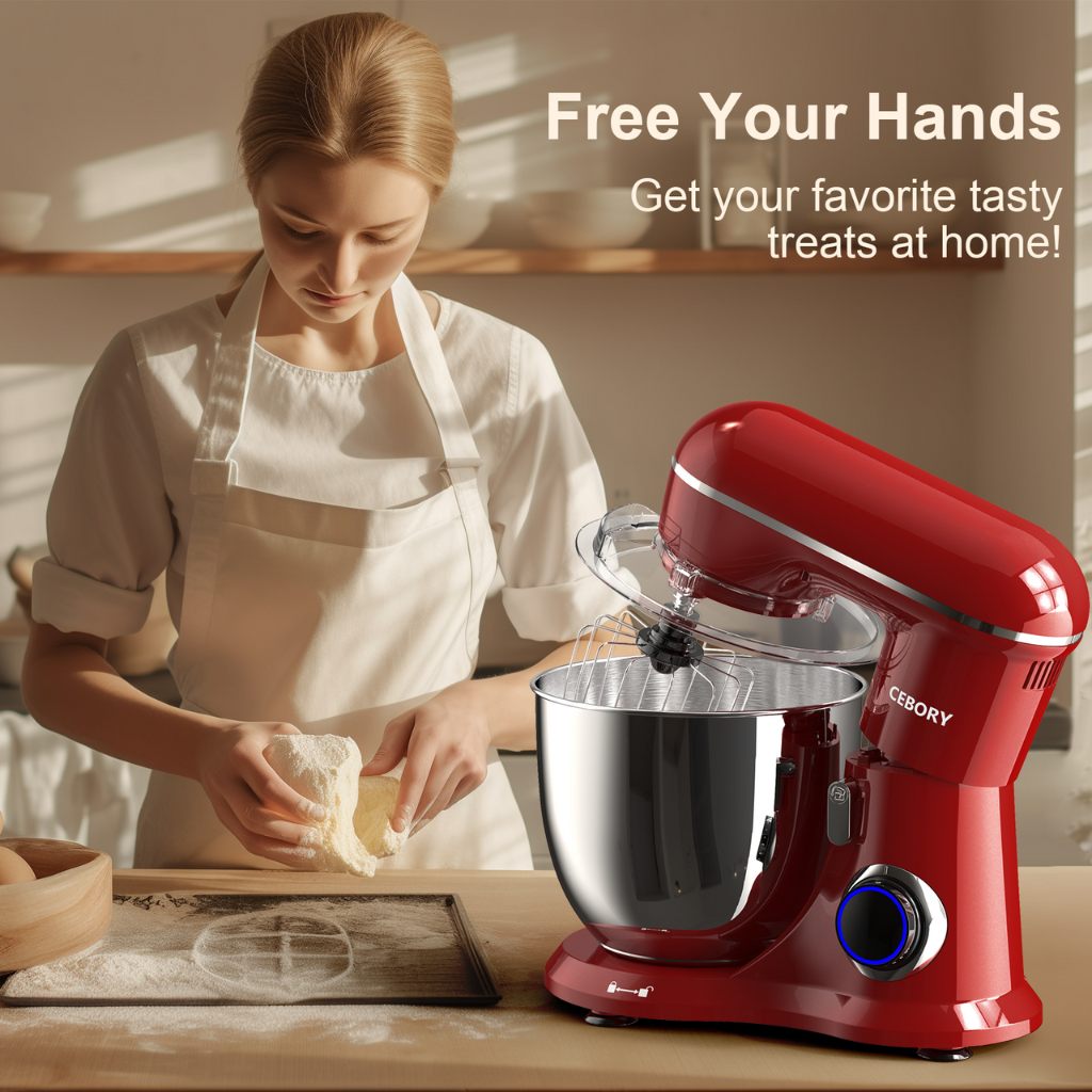 3-in-1 Electric Stand Mixer – 660W, 6.5QT Bowl, 10-Speed