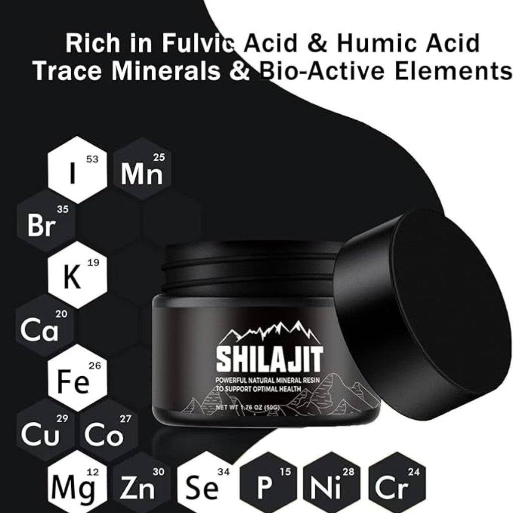 Pure Himalayan Shilajit Resin – 50g Gold Grade, 85+ Trace Minerals, Fulvic Acid