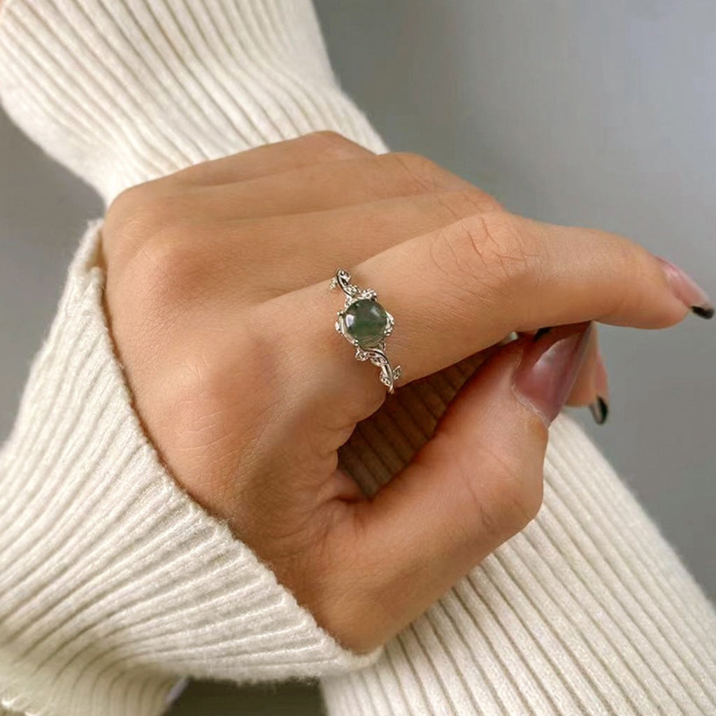 Elegant S925 Silver Moss Agate Ring - Adjustable, High-Quality & Unique