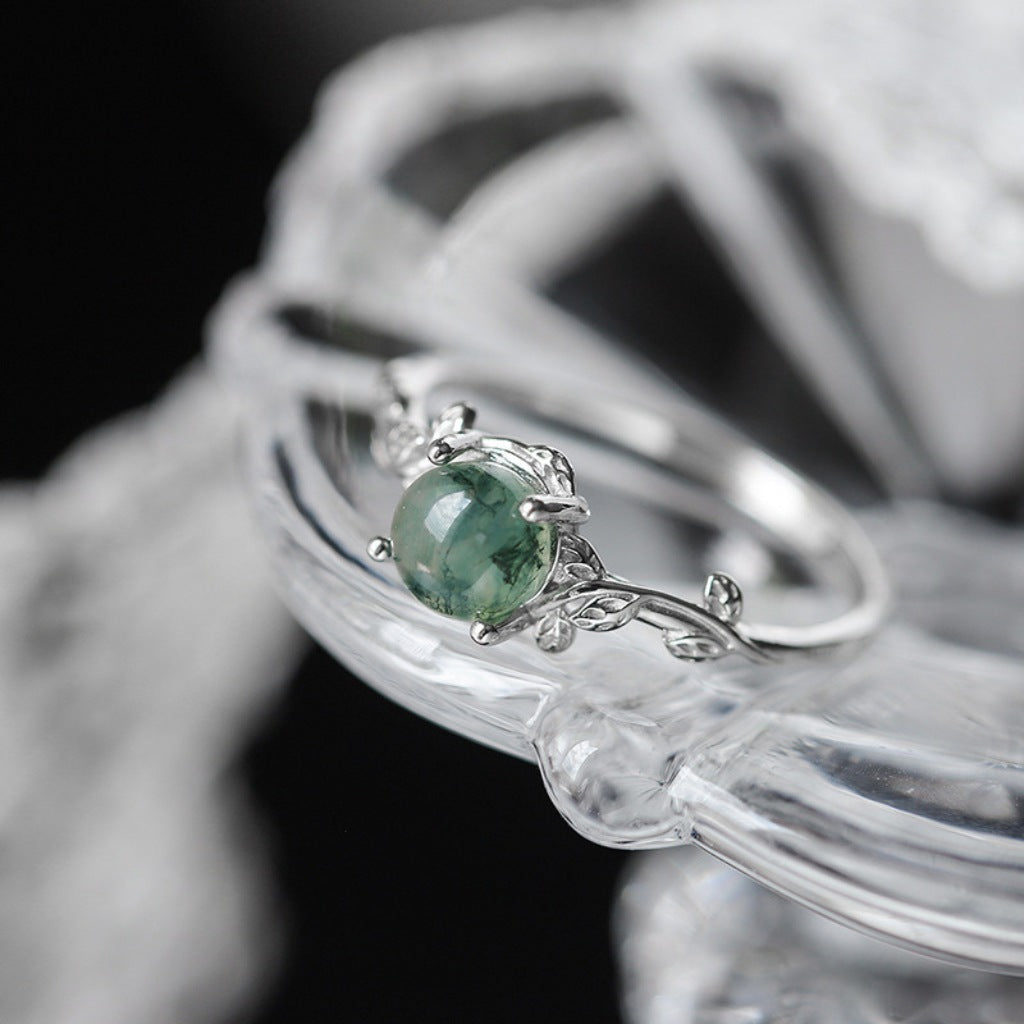 Elegant S925 Silver Moss Agate Ring - Adjustable, High-Quality & Unique