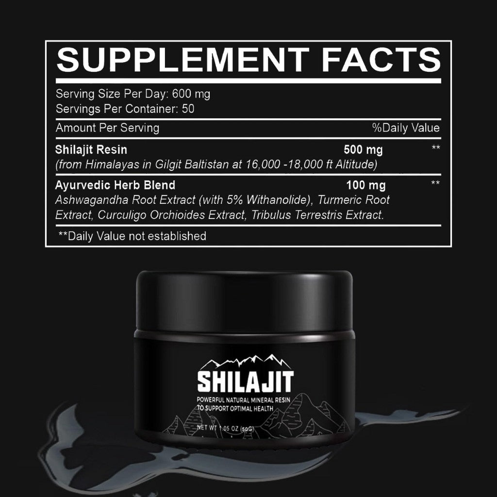 Pure Himalayan Shilajit Resin – 50g Gold Grade, 85+ Trace Minerals, Fulvic Acid